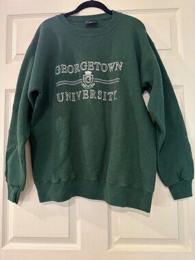 Jansport Georgetown University Green Crewneck Sweatshirt Made In USA Size L